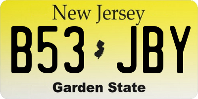 NJ license plate B53JBY