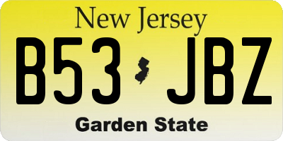 NJ license plate B53JBZ