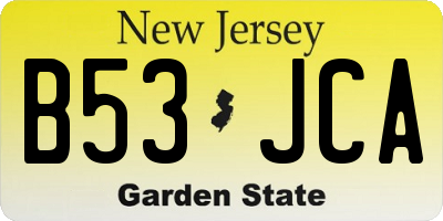 NJ license plate B53JCA