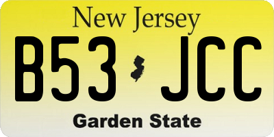 NJ license plate B53JCC