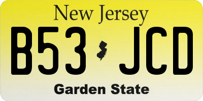 NJ license plate B53JCD