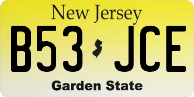 NJ license plate B53JCE
