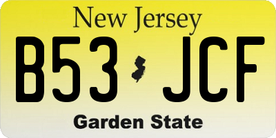 NJ license plate B53JCF