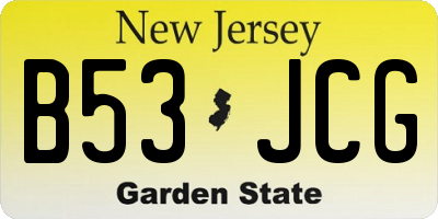 NJ license plate B53JCG