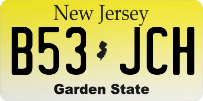 NJ license plate B53JCH