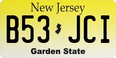 NJ license plate B53JCI