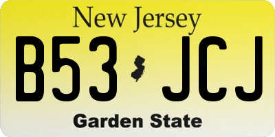 NJ license plate B53JCJ