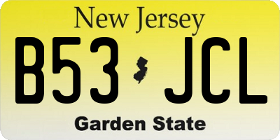 NJ license plate B53JCL