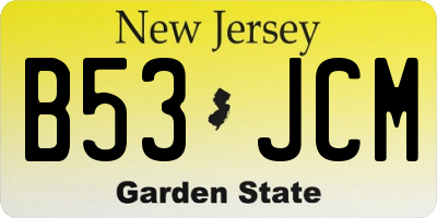 NJ license plate B53JCM
