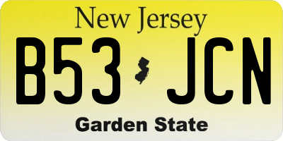 NJ license plate B53JCN