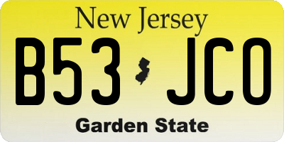 NJ license plate B53JCO