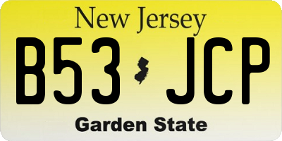 NJ license plate B53JCP