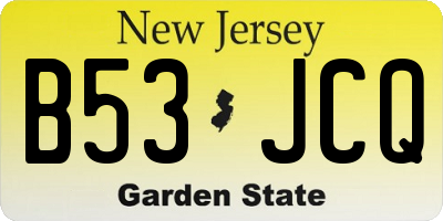 NJ license plate B53JCQ
