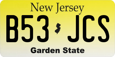 NJ license plate B53JCS