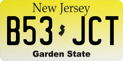 NJ license plate B53JCT