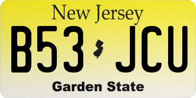 NJ license plate B53JCU