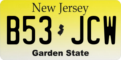 NJ license plate B53JCW