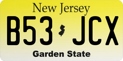 NJ license plate B53JCX