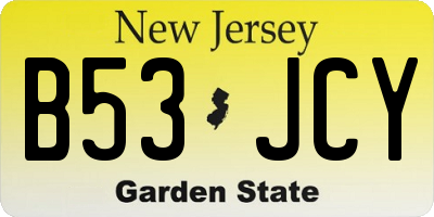 NJ license plate B53JCY