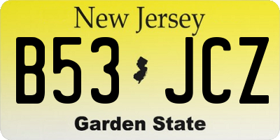 NJ license plate B53JCZ