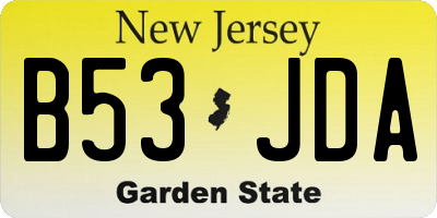 NJ license plate B53JDA