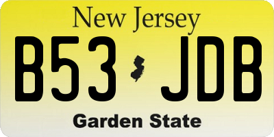 NJ license plate B53JDB
