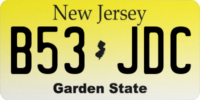 NJ license plate B53JDC