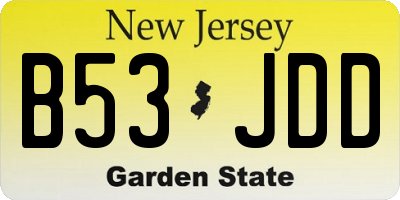 NJ license plate B53JDD