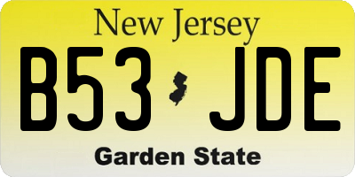 NJ license plate B53JDE