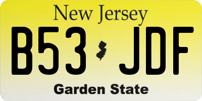 NJ license plate B53JDF