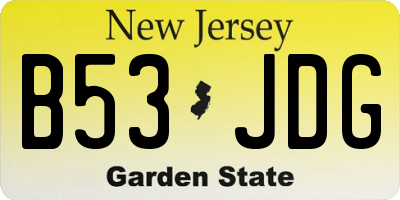 NJ license plate B53JDG