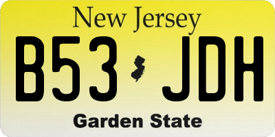 NJ license plate B53JDH