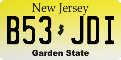 NJ license plate B53JDI