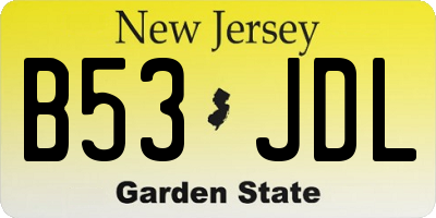 NJ license plate B53JDL