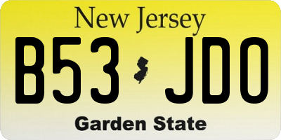 NJ license plate B53JDO