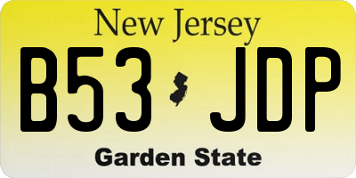 NJ license plate B53JDP