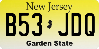NJ license plate B53JDQ