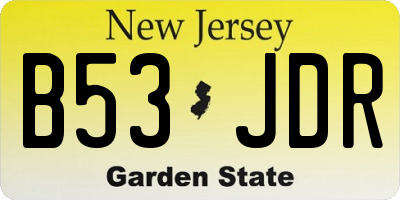 NJ license plate B53JDR