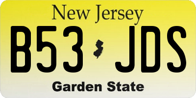 NJ license plate B53JDS