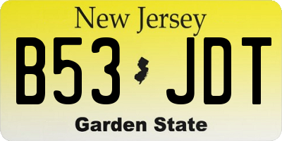NJ license plate B53JDT
