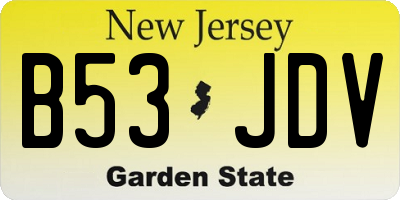 NJ license plate B53JDV