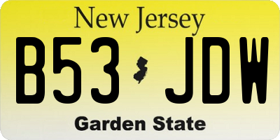 NJ license plate B53JDW