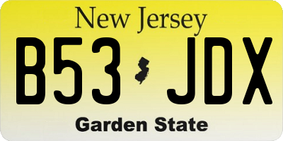 NJ license plate B53JDX