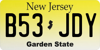 NJ license plate B53JDY
