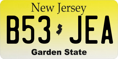 NJ license plate B53JEA