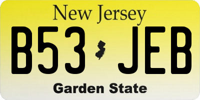 NJ license plate B53JEB