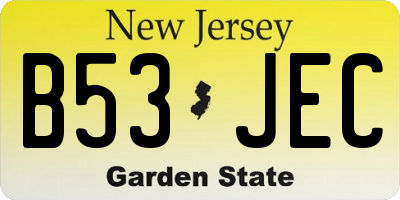 NJ license plate B53JEC