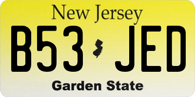 NJ license plate B53JED