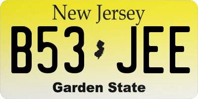 NJ license plate B53JEE