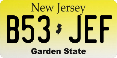 NJ license plate B53JEF